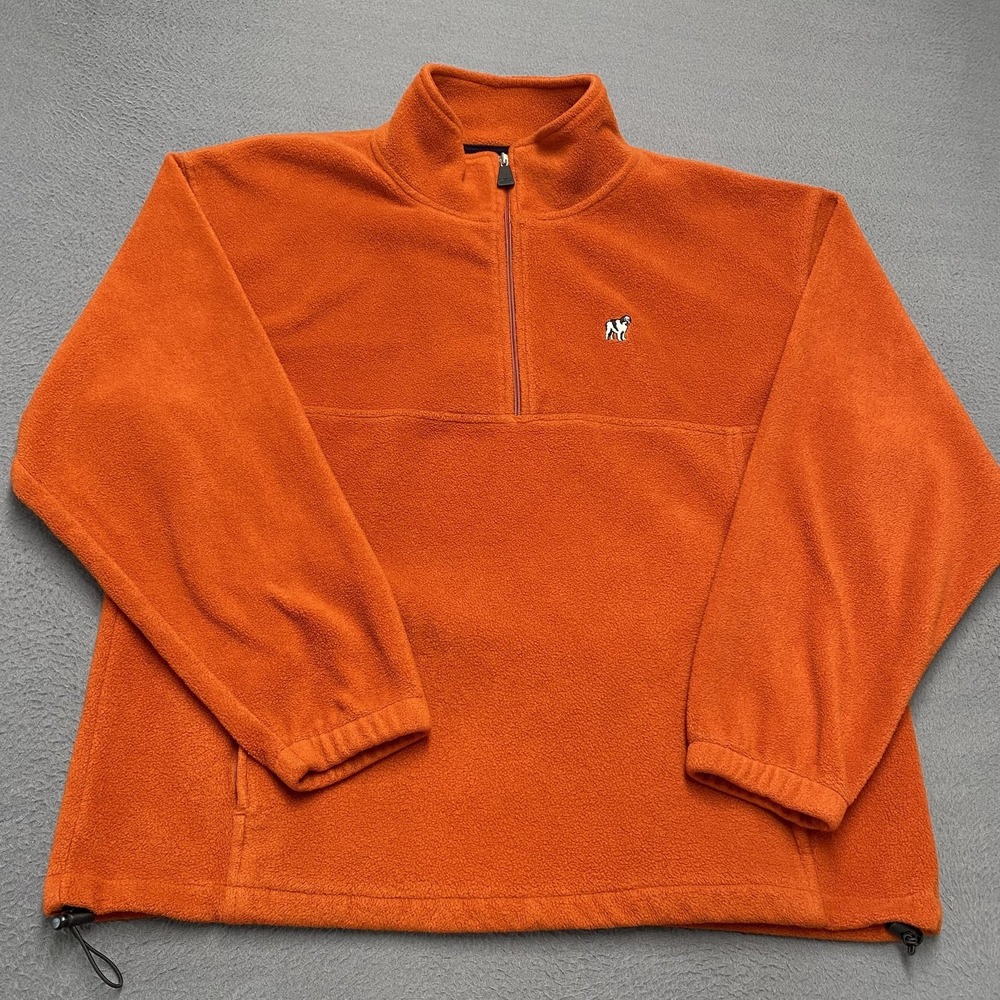 Big Dogs Jacket Mens XL Orange Fleece 1/4 Zip Polar Dogs High Tech Gear Pullover